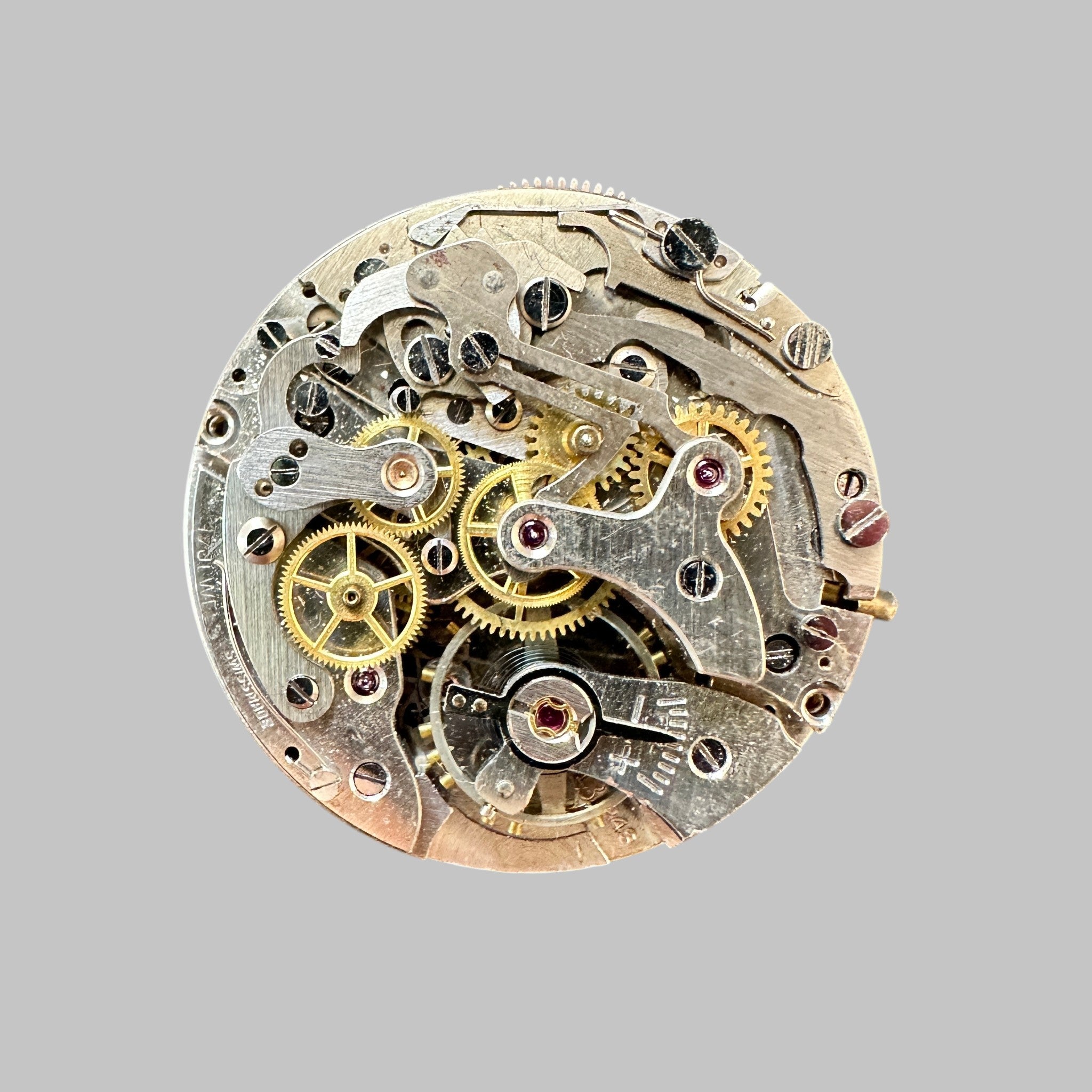 Genuine original vintage complete movement from Landeron for caliber 248 - side view