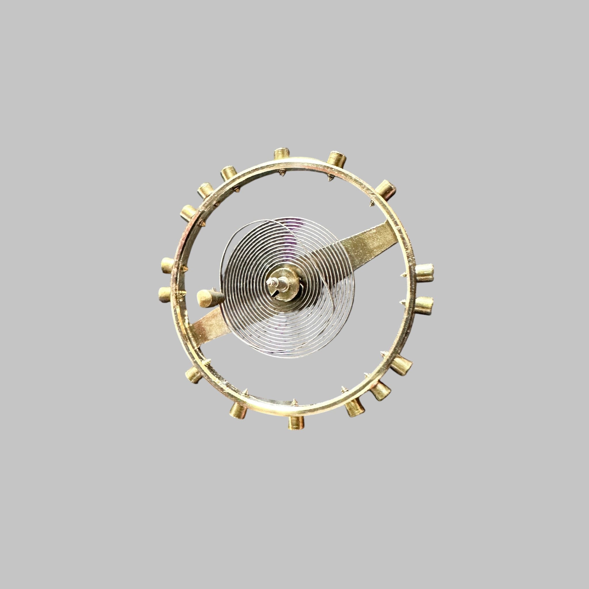 Genuine original vintage balance with spring from Lemania for caliber 6520 - side view