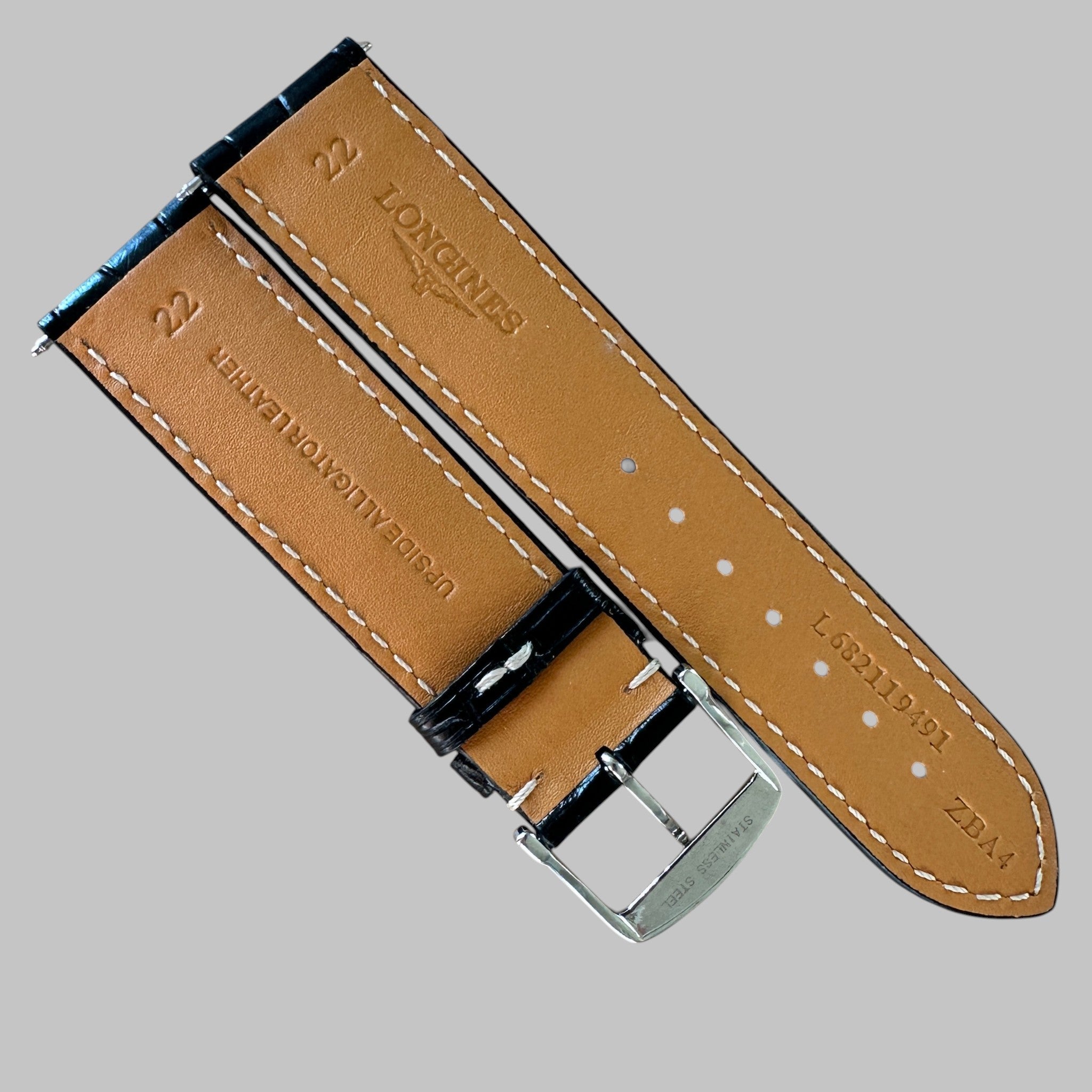 Genuine original vintage strap from Longines - side view