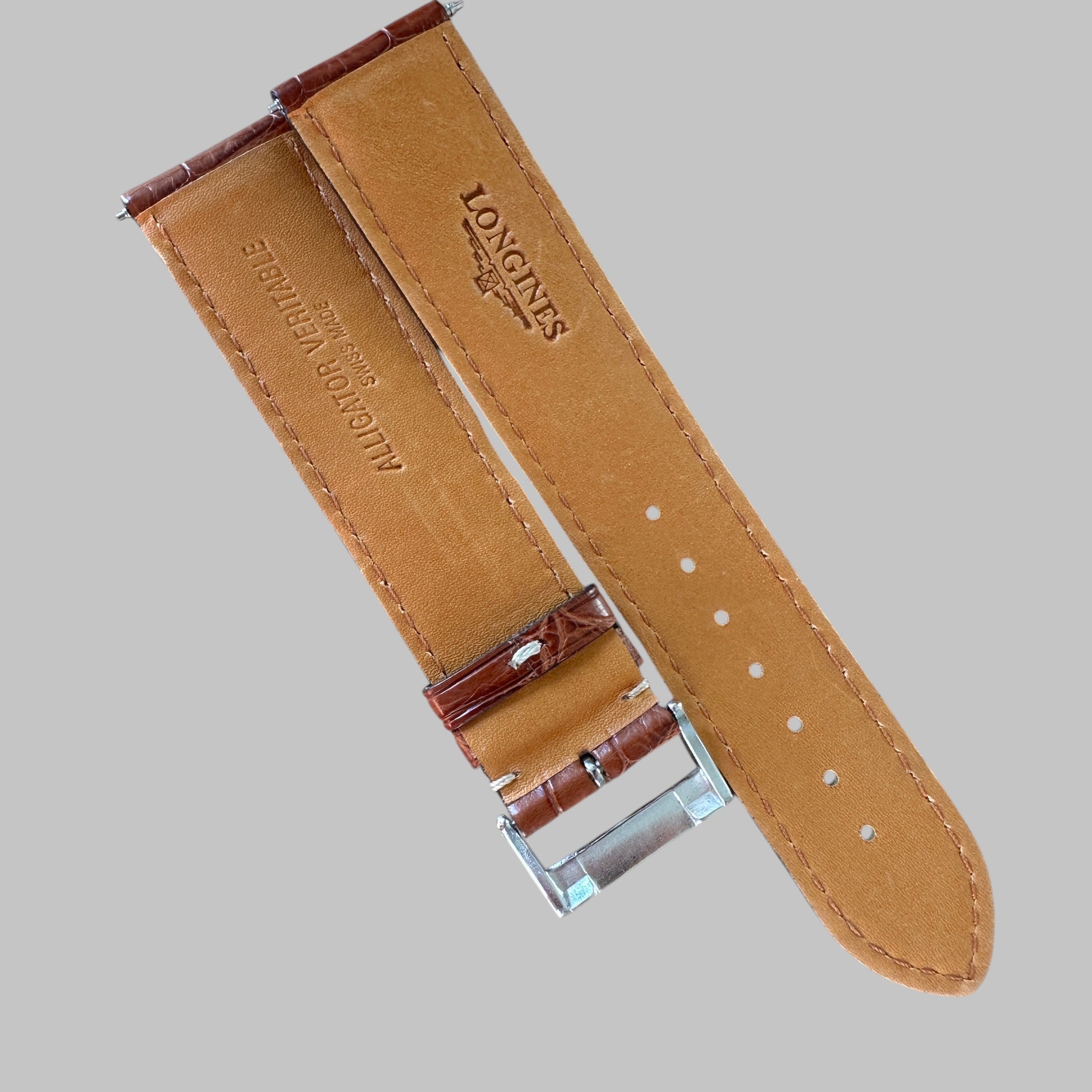 Genuine original vintage strap from Longines - side view