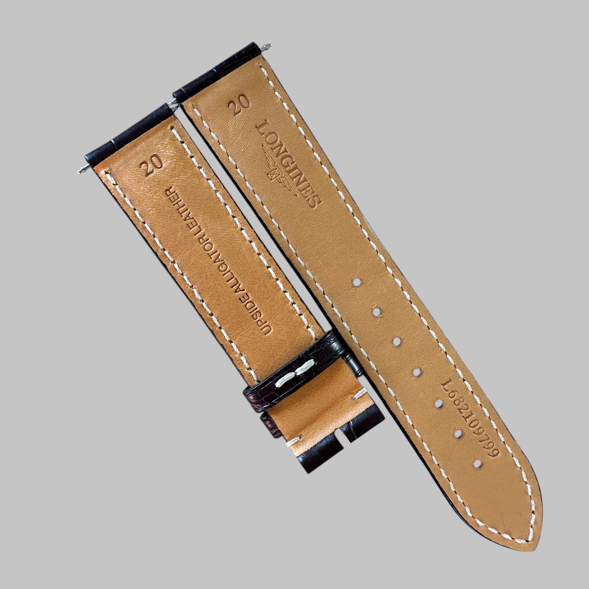 Genuine original vintage strap from Longines - side view