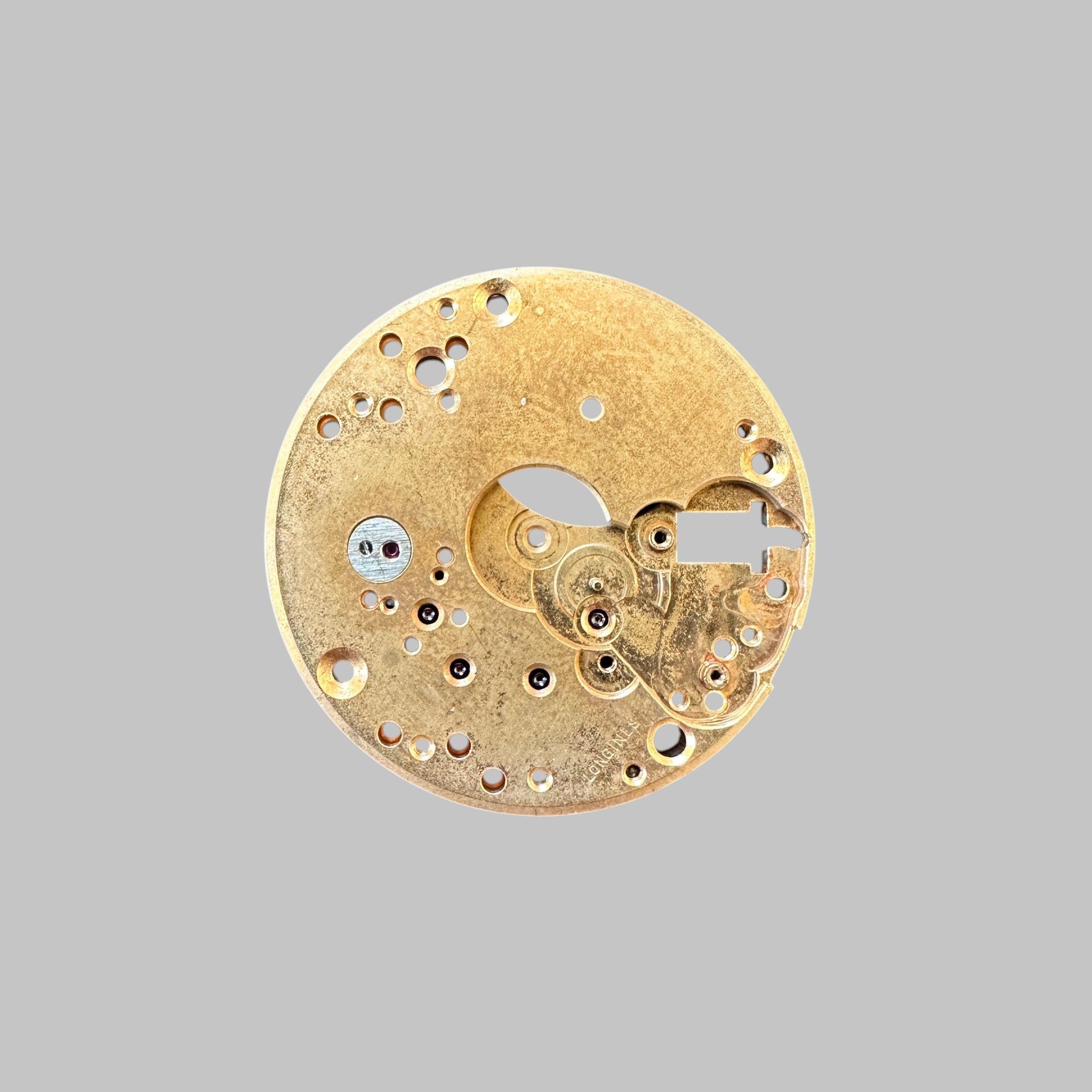 Genuine original vintage mainplate from Longines for caliber 12.68Z - side view