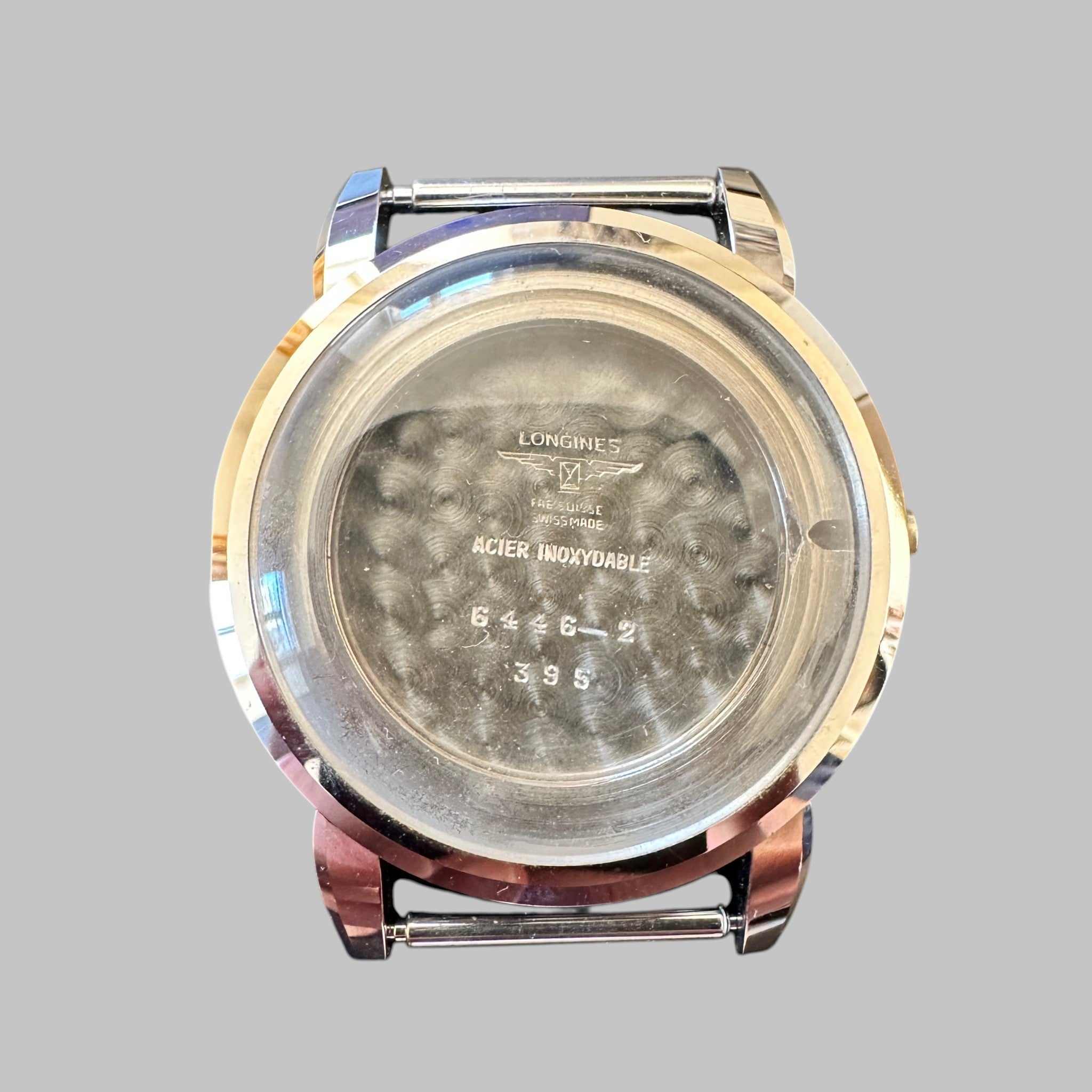 Genuine original vintage case from Longines of the model 6446-2 - side view