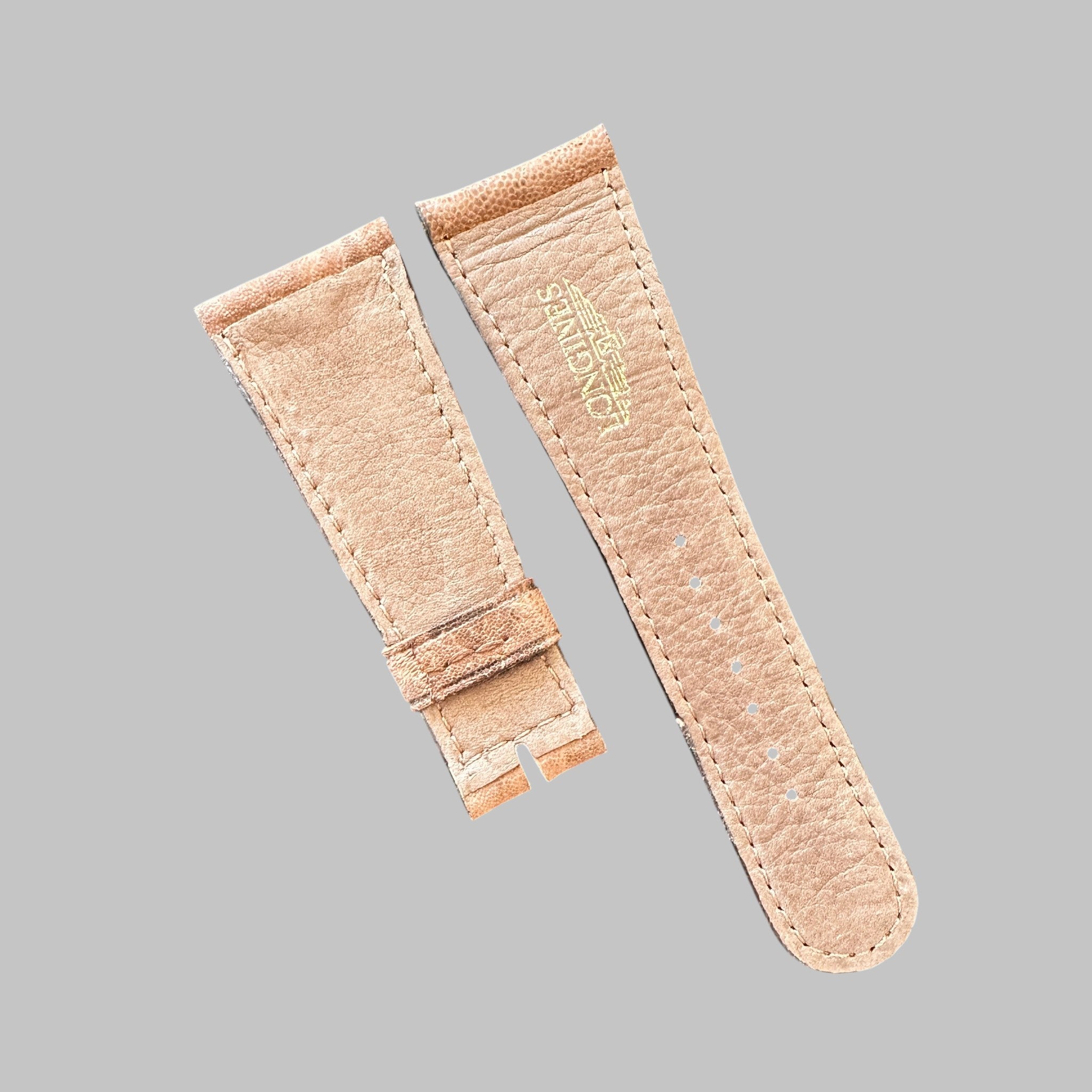 Genuine original vintage leather strap from Longines - side view