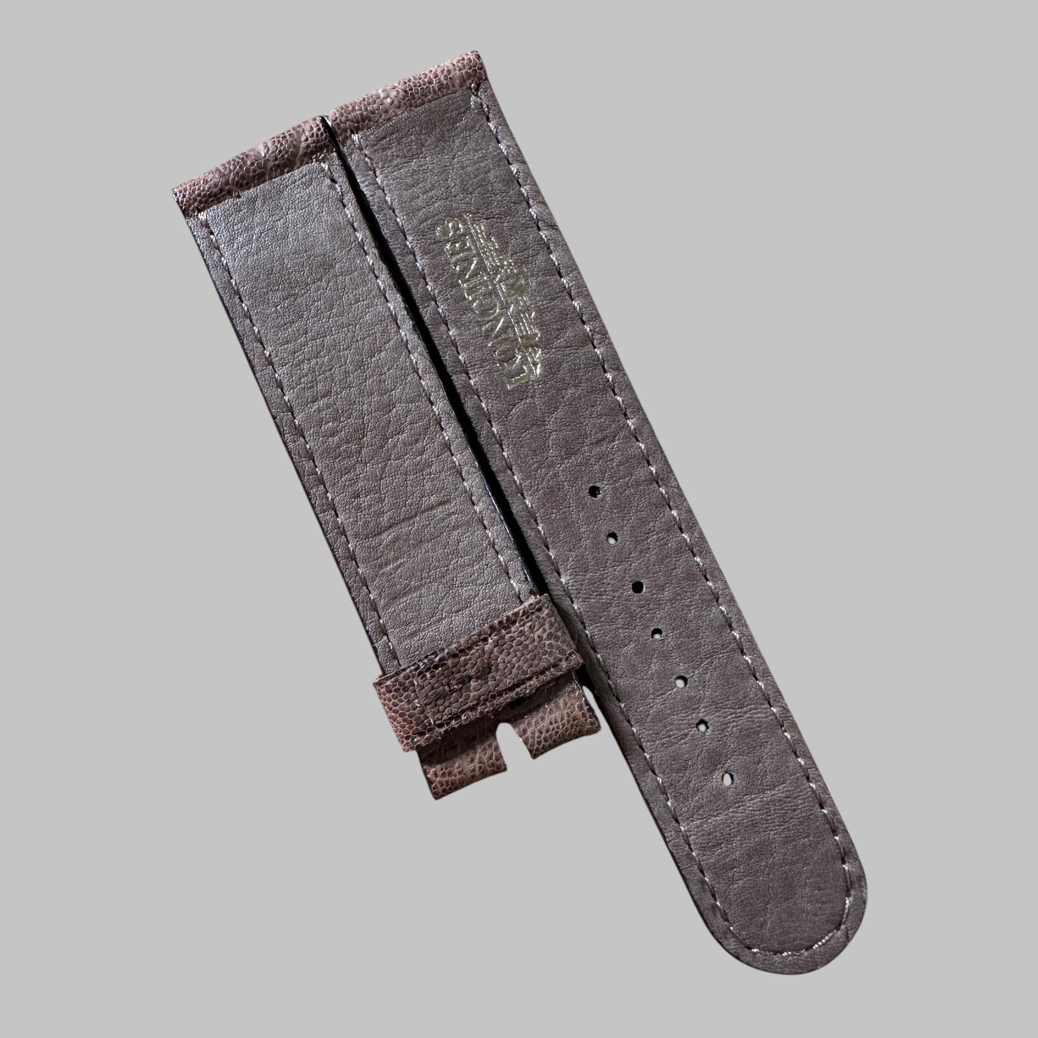 Genuine original vintage leather strap from Longines - side view