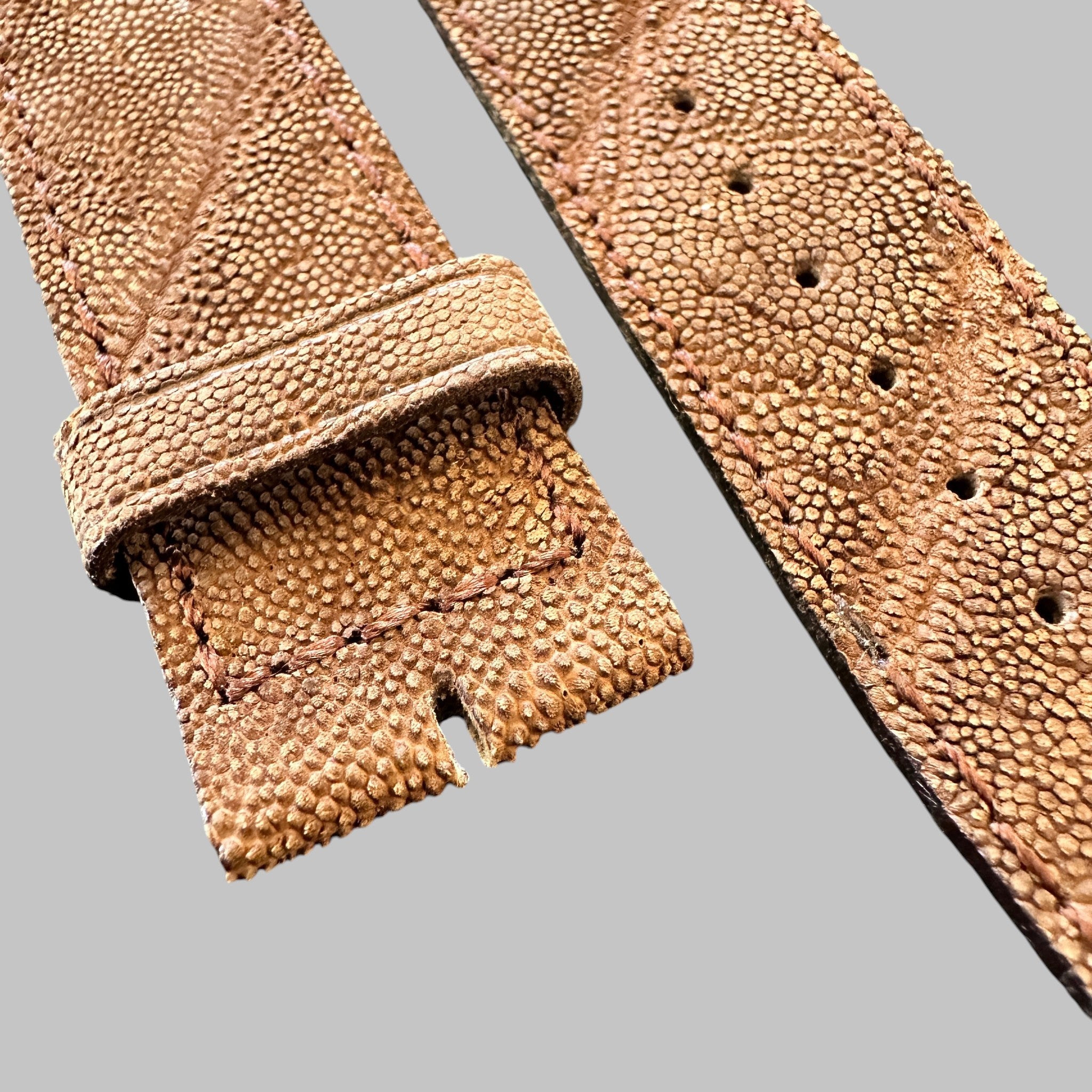 Genuine original vintage leather strap from Longines - side view