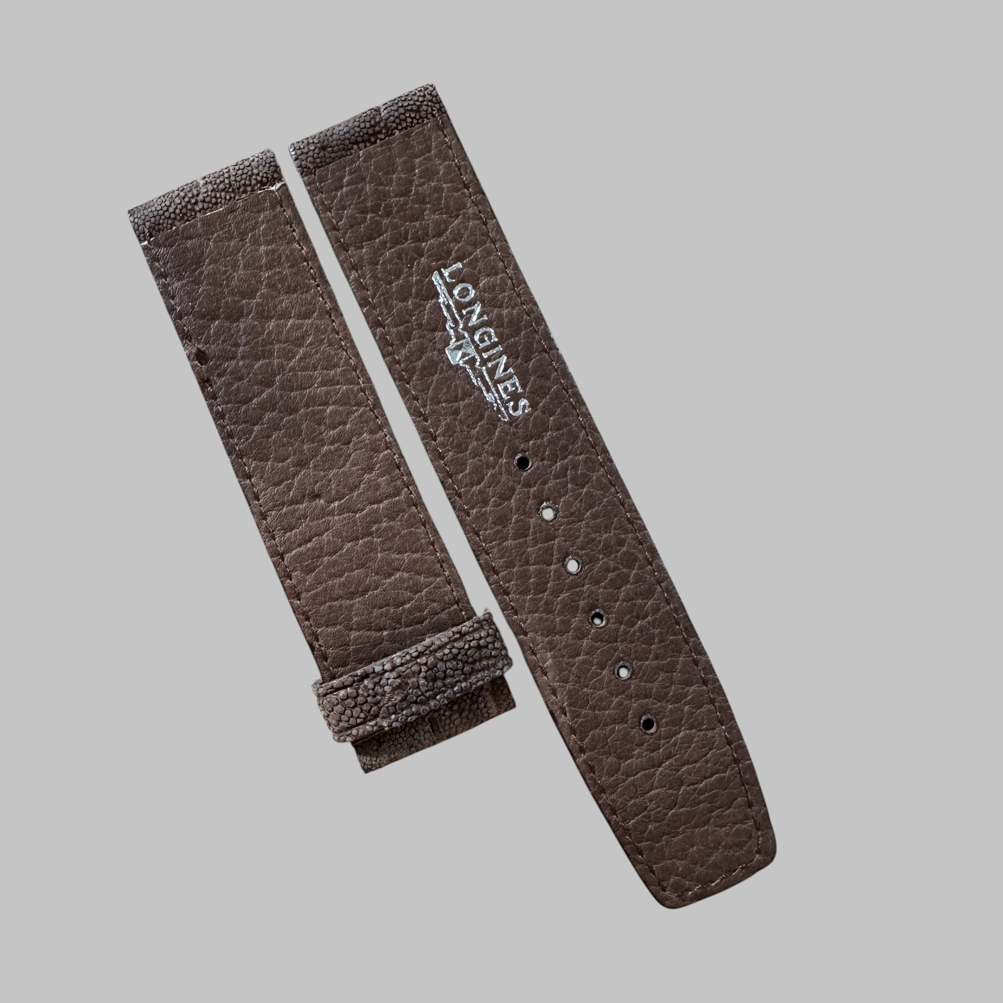 Genuine original vintage leather strap from Longines - side view