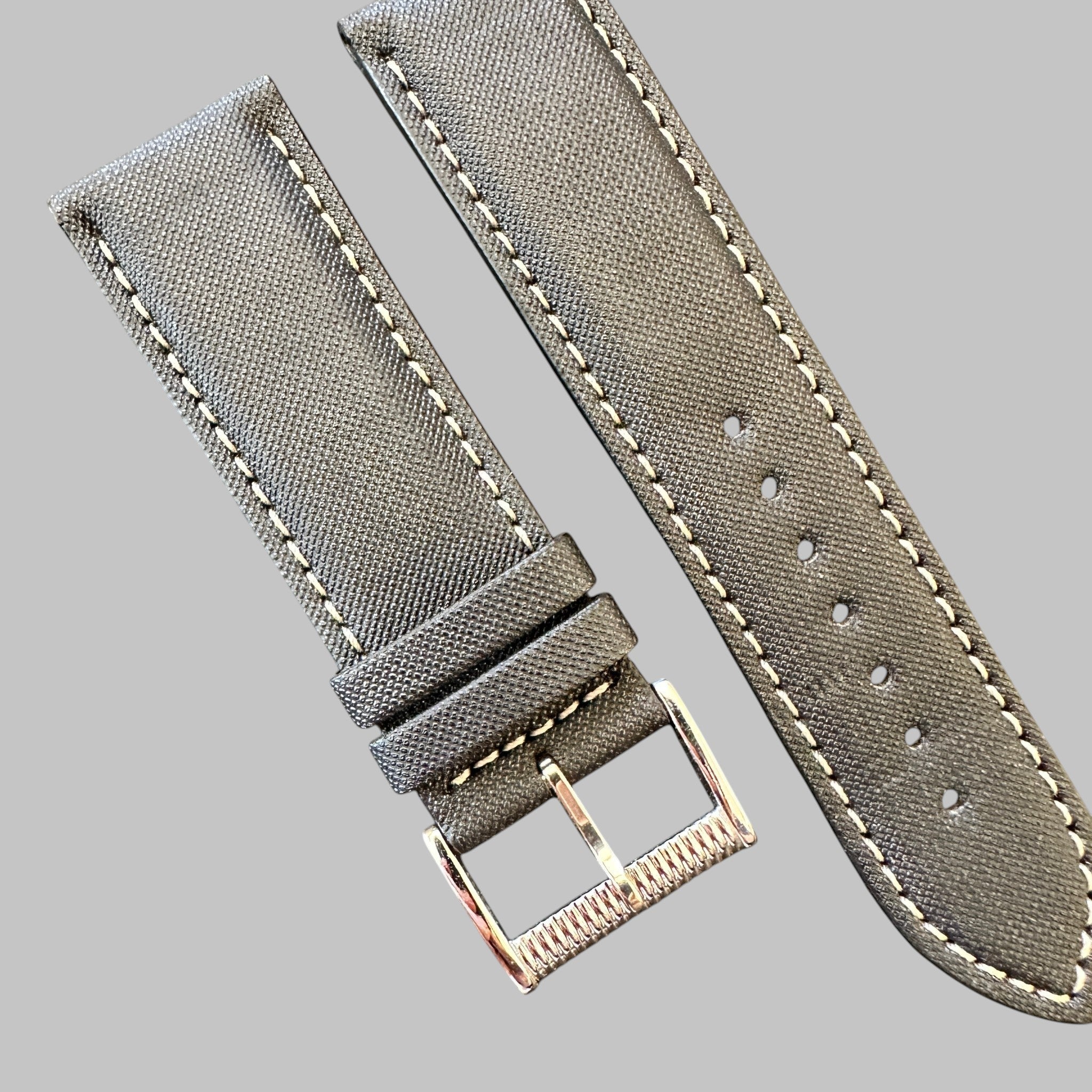 Genuine original vintage strap with steel buckle from Longines - side view