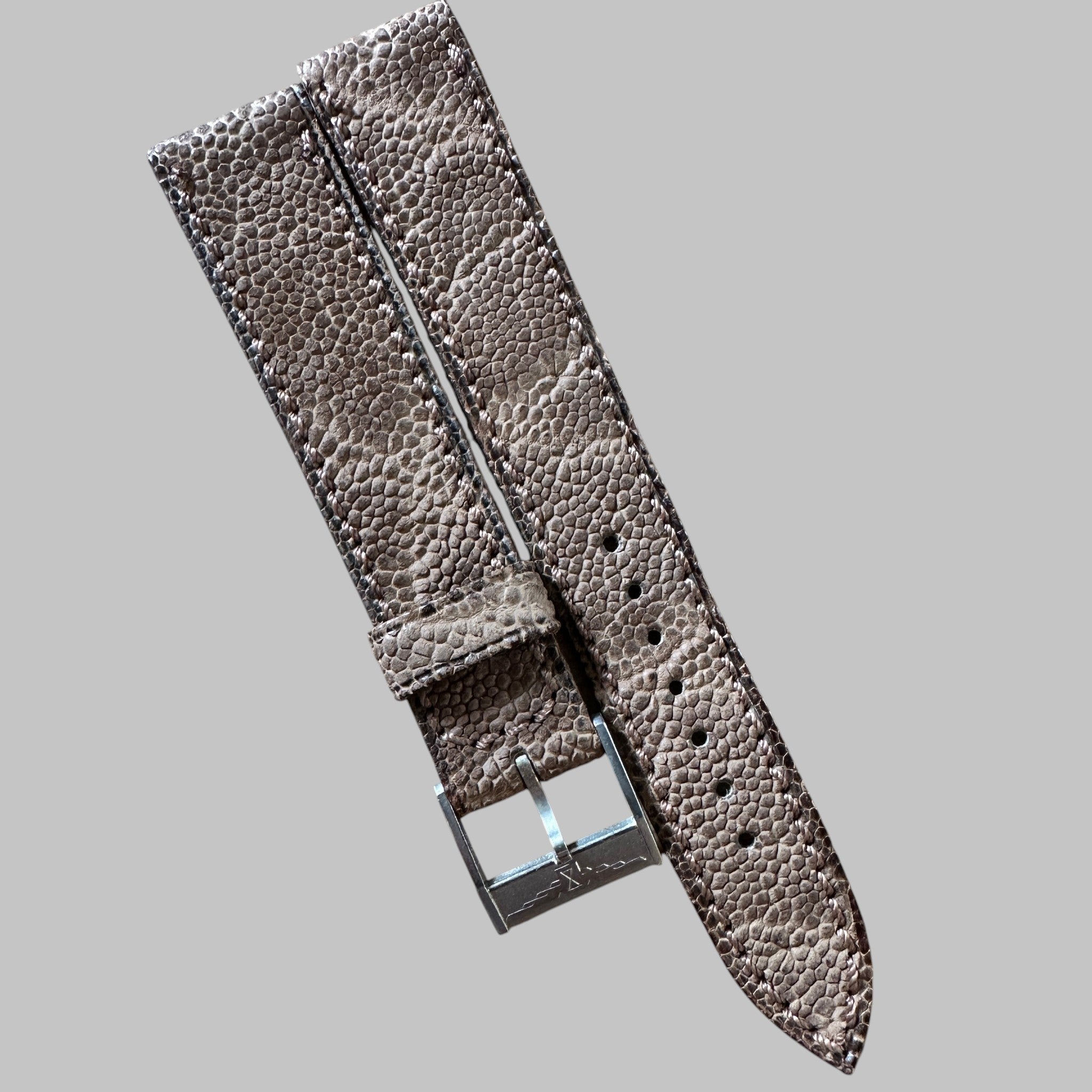 Genuine original vintage leather strap with steel buckle from Longines - side view
