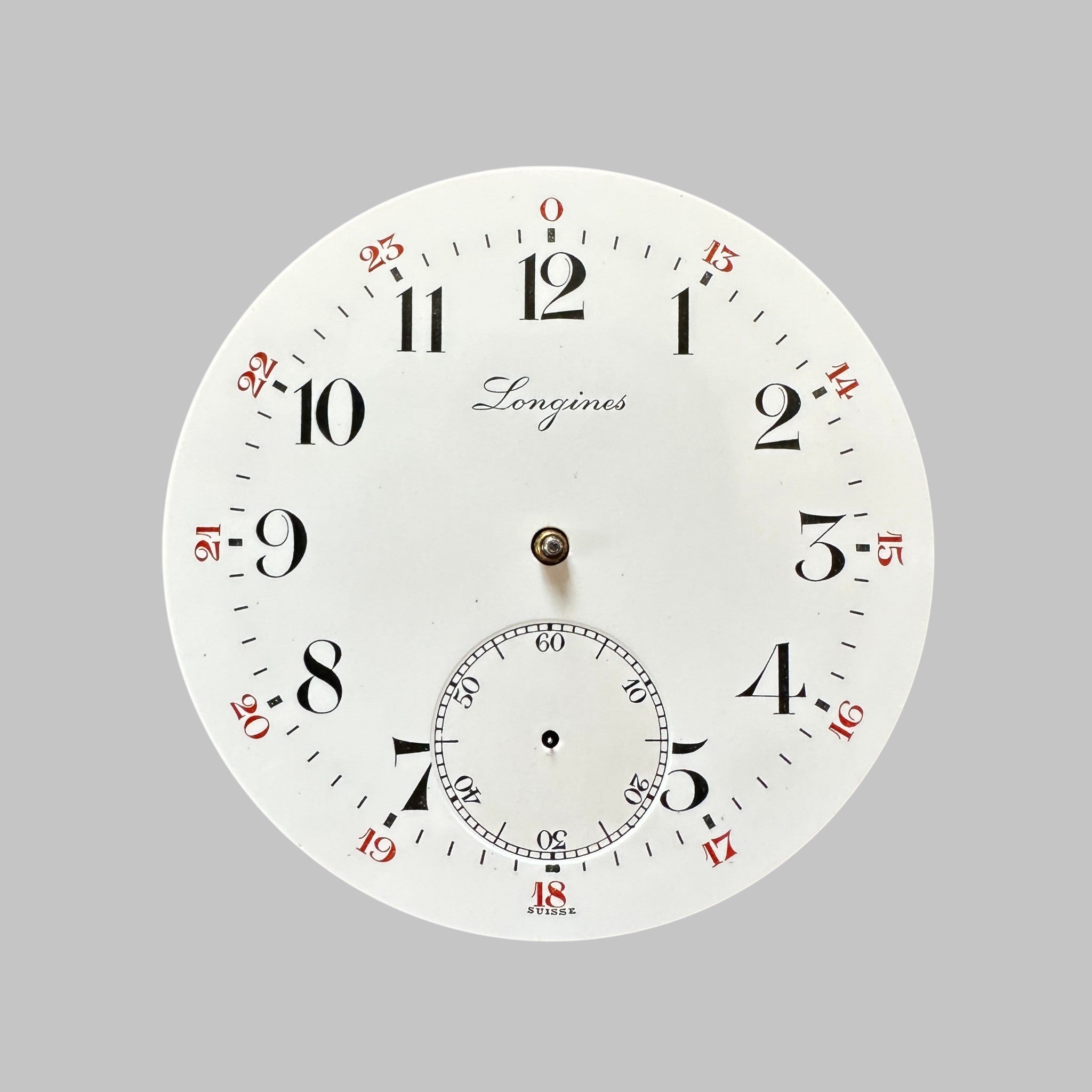 Genuine original vintage movement with dial from Longines for caliber 19.75N - side view