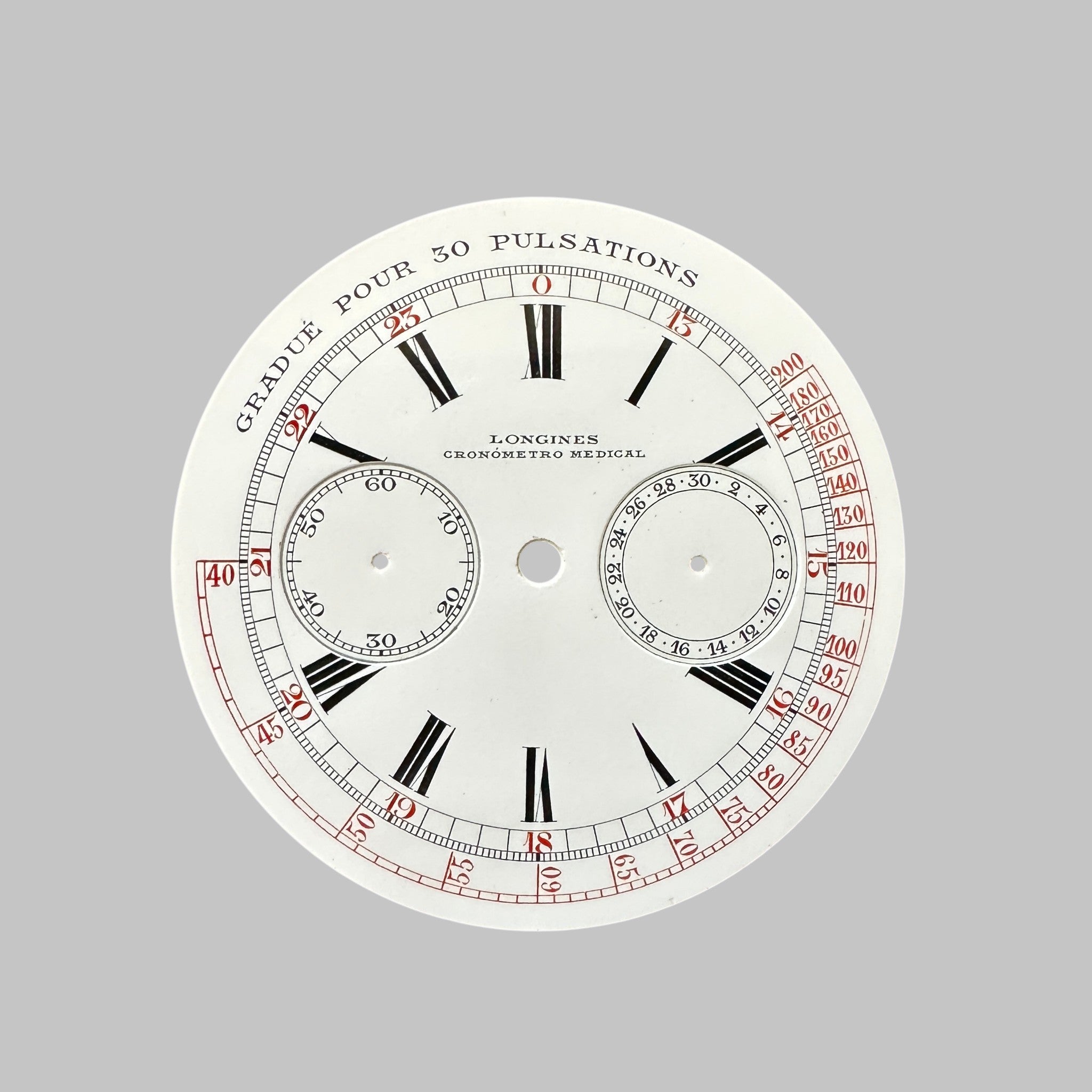 Genuine original vintage dial from Longines for caliber 19.73 of the model Pulsation of line POCKET WATCH - side view