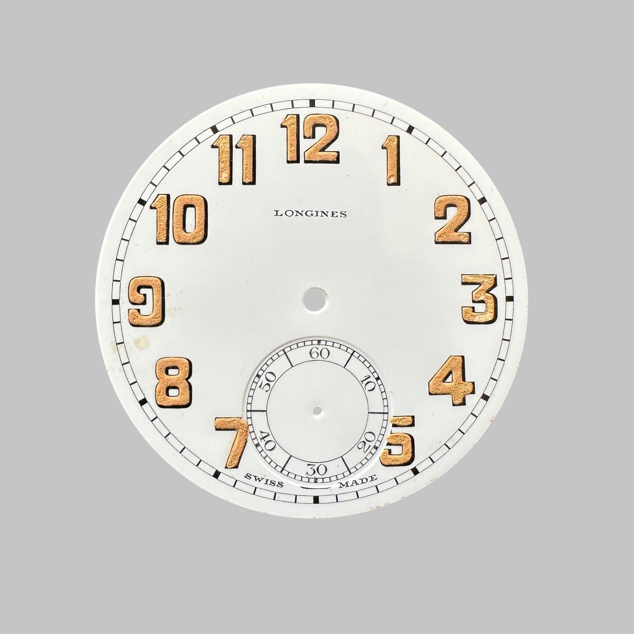 Genuine original vintage dial from Longines of line POCKET WATCH - side view
