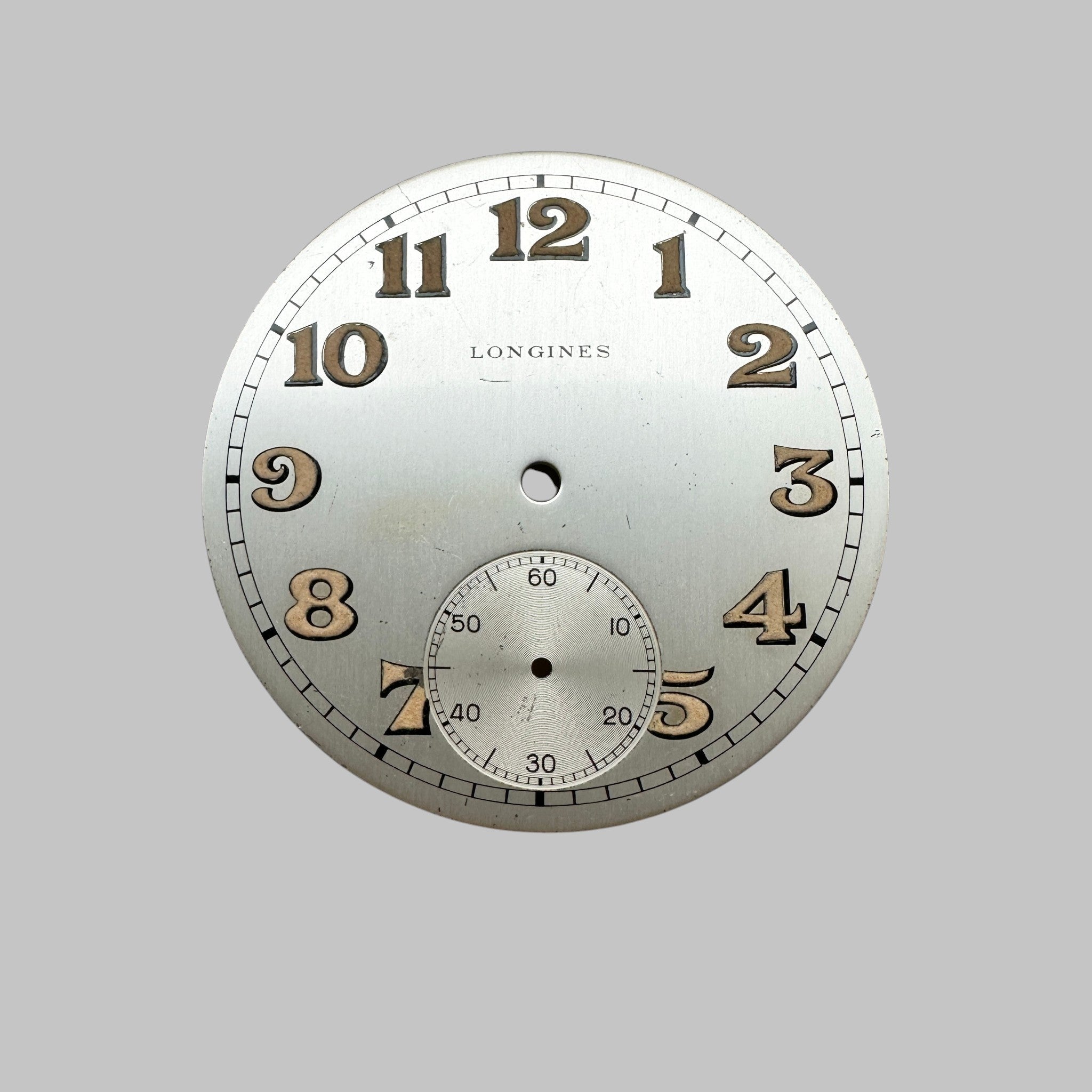 Genuine original vintage dial from Longines - side view