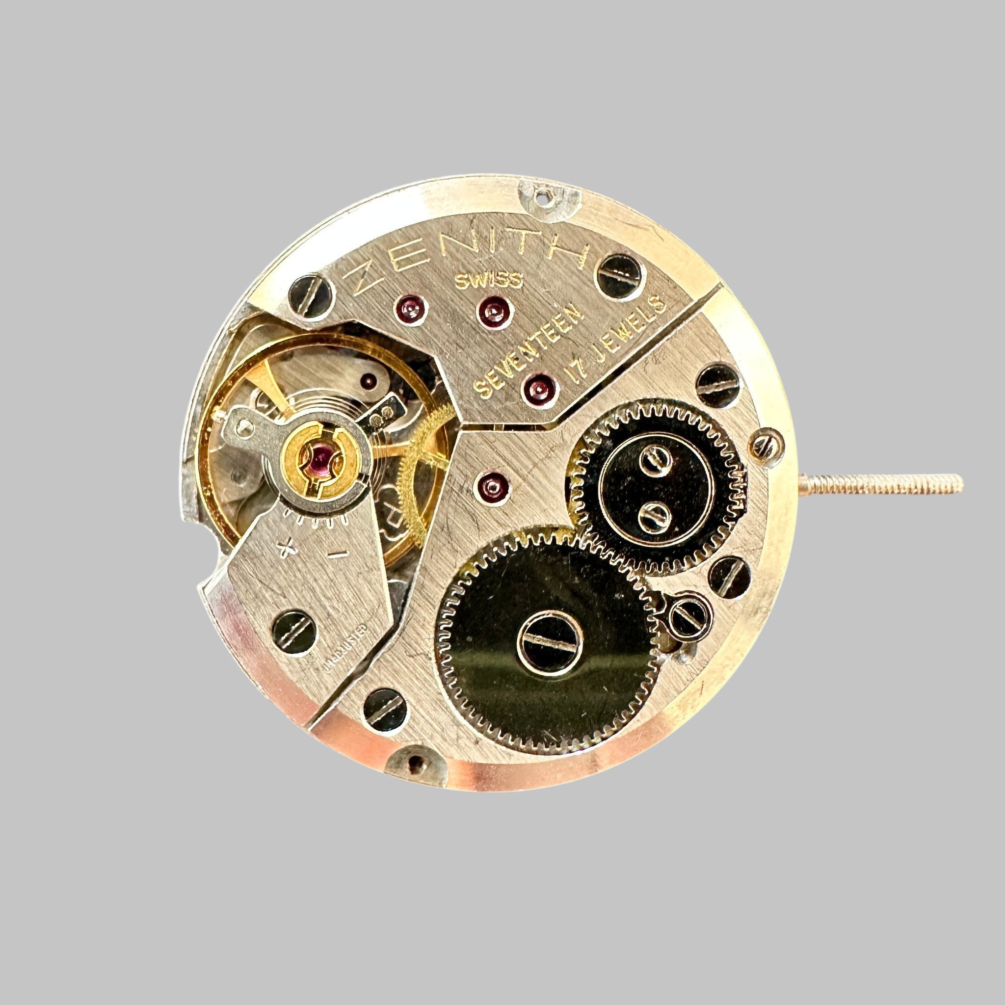 Genuine original vintage complete movement from Zenith for caliber PESEUX 7001 - side view